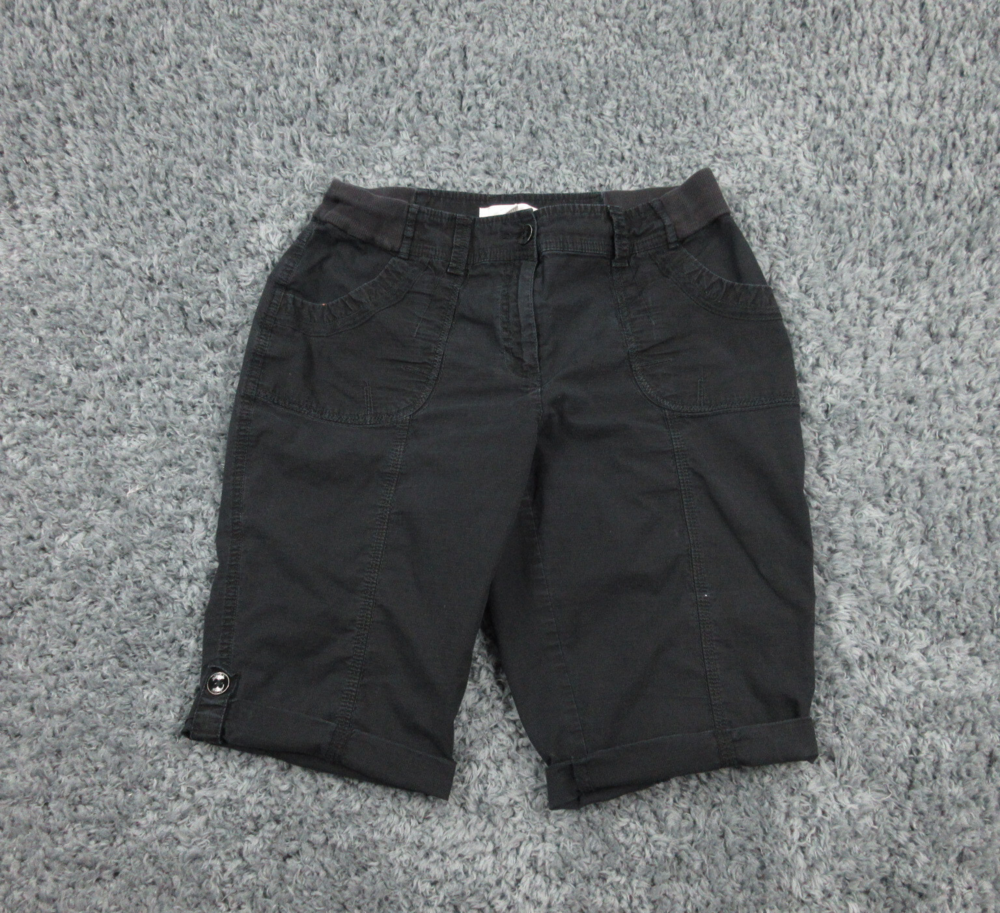 Chicos Shorts Womens 0.5 Black Basic Cuffed Chino 29x11*